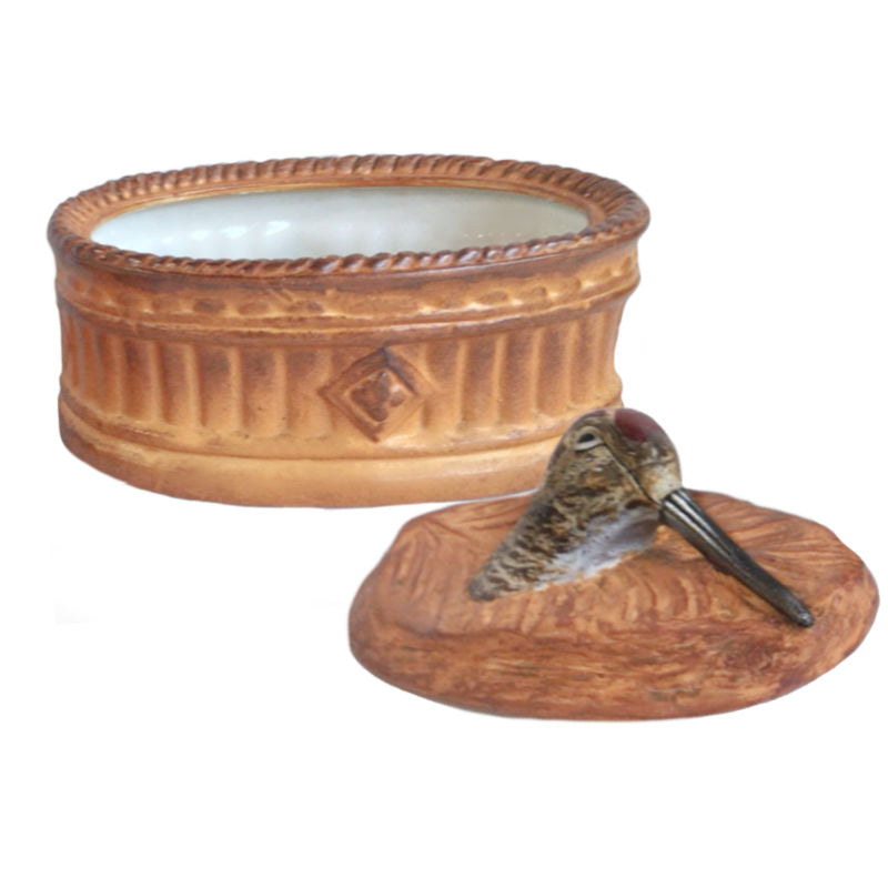 Rare French Trompe L&#39;oeil Porcelain Woodcock Pâté Tureen Pillivuyt Mehun