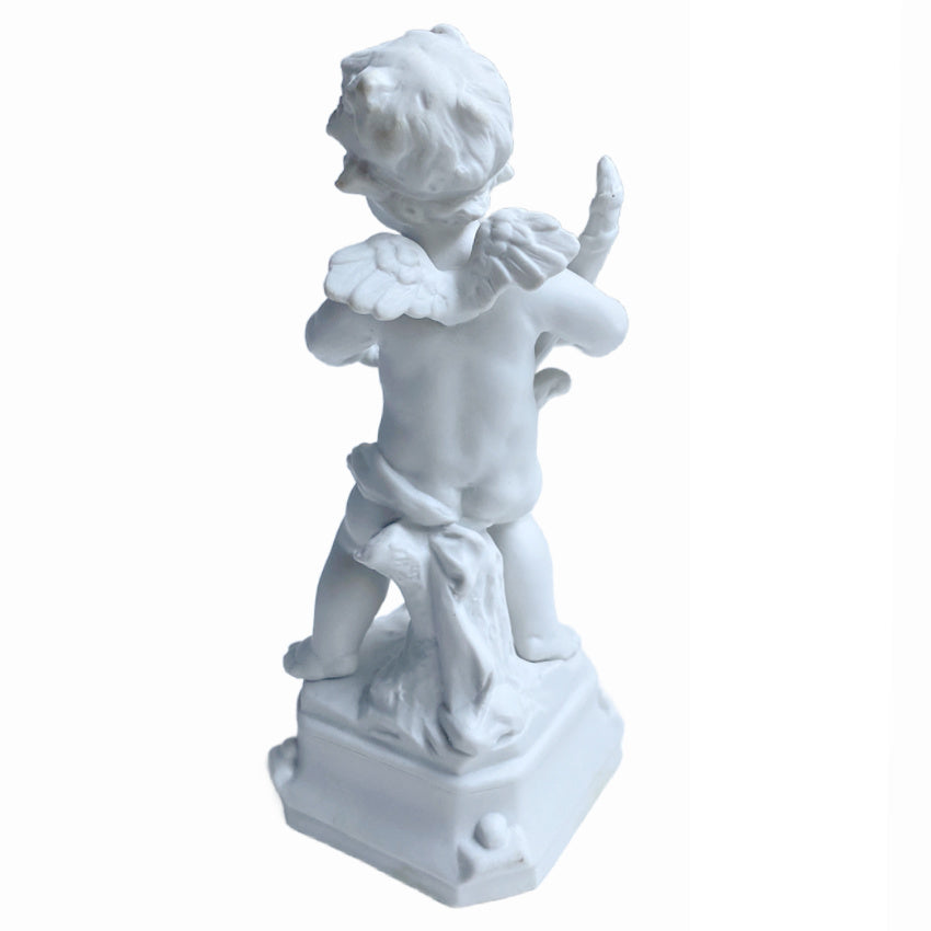 Parian Bisque Porcelain Cherub Holding Horn Figurine