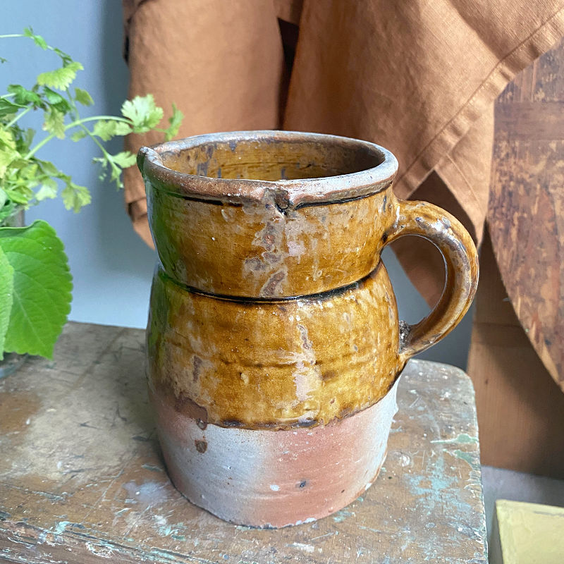 Antique French Country Pottery Pitcher