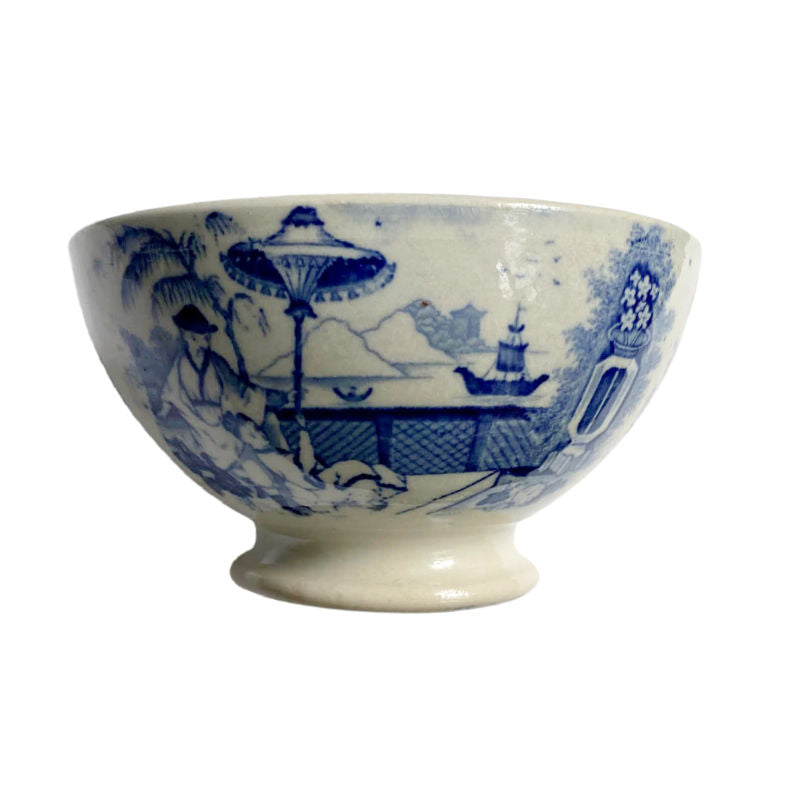 Antique Blue & White Chinoiserie Large Waste Bowl