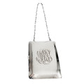 Antique sterling silver minaudière with engraved R M J monogram front view