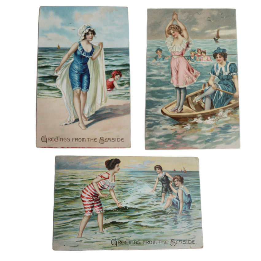 Set of 3 Antique Raphael Tuck Ocean Greetings Postcards