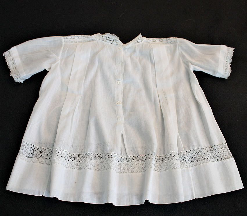 Antique French Heirloom Needle Lace White Baby Dress