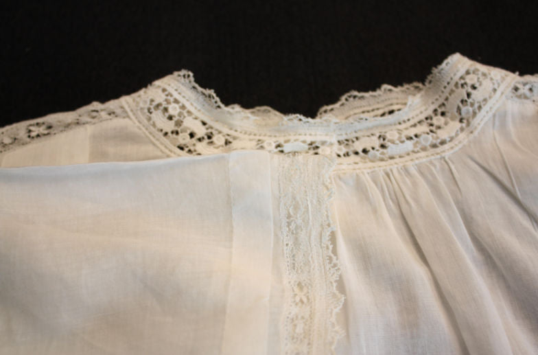 Antique French Heirloom Needle Lace White Baby Dress