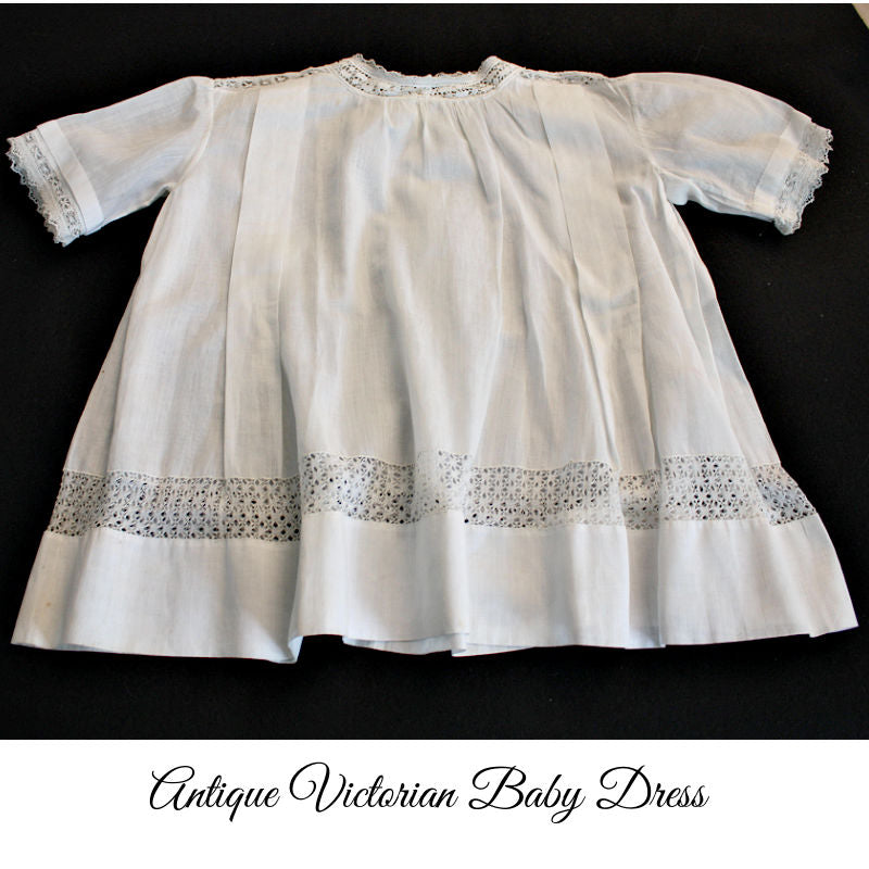 Antique French Heirloom Needle Lace White Baby Dress