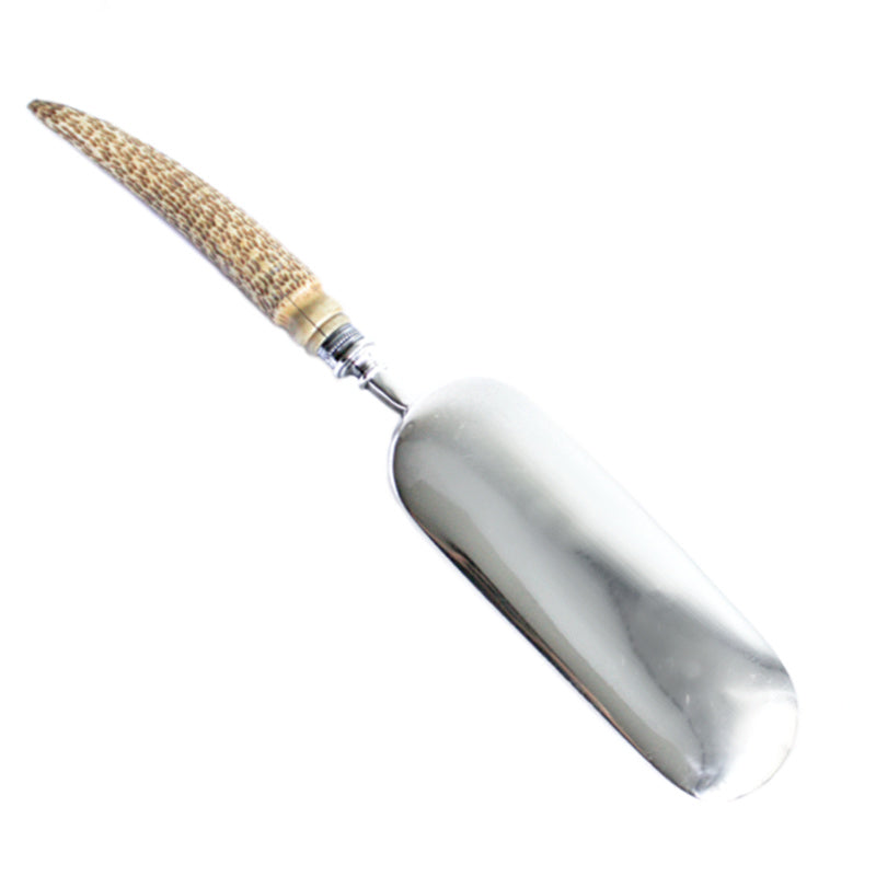 Victorian Silver Plate Crumber with Stag Horn Handle and Ornate Engravings