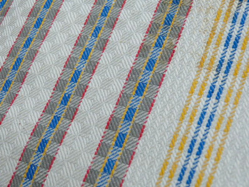 Antique Linen Drying Towel French Country Checks Blue Yellow Red