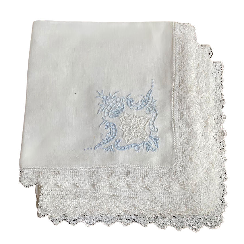 Antique Set of 8 Italian Needlelace Linen and Lace Napkins