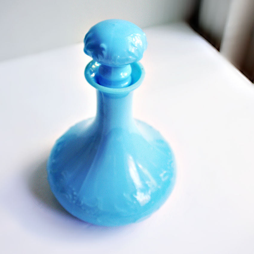 19th Century Blue Opaline Glass Large Decanter