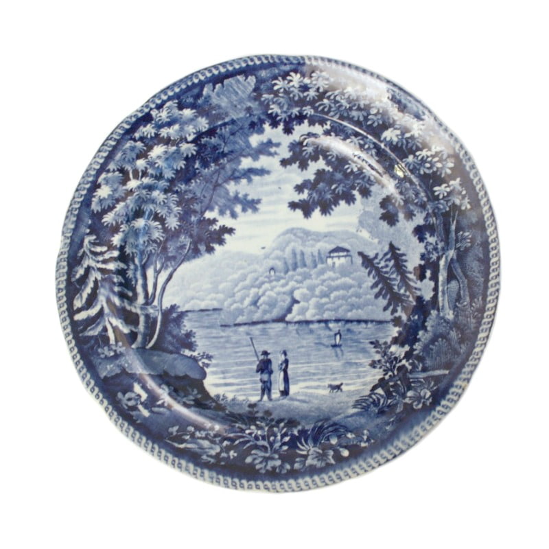 Early Antique Staffordshire Dark Blue Plate Italian Scenery Series