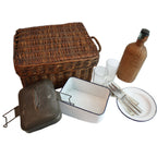 Antique English Automobile  Wicker Picnic Basket