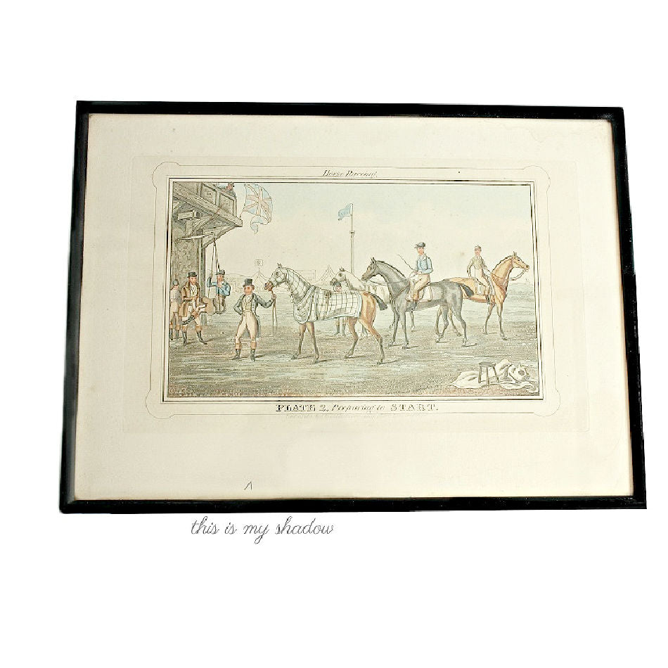 antique equinine horse racing print for gentlemen&#39;s office