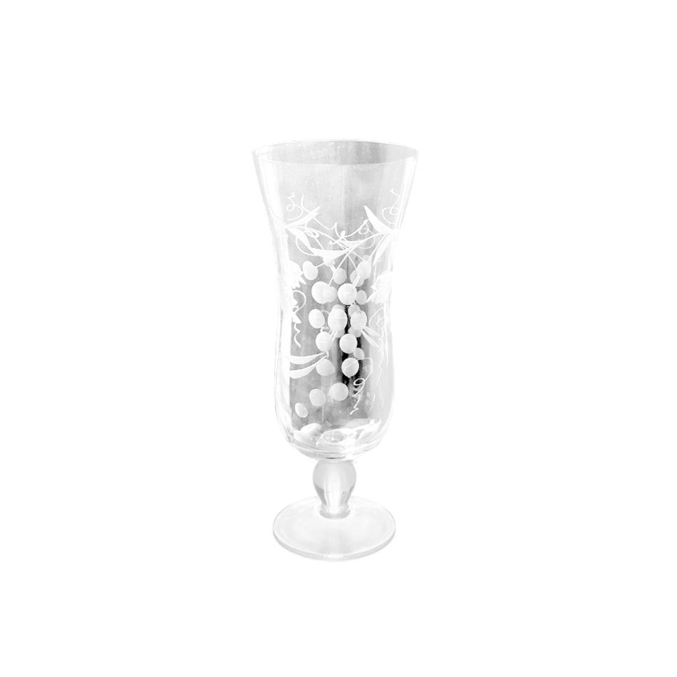 Etched Footed Liqueur Glasses Grape Garland Set of 6