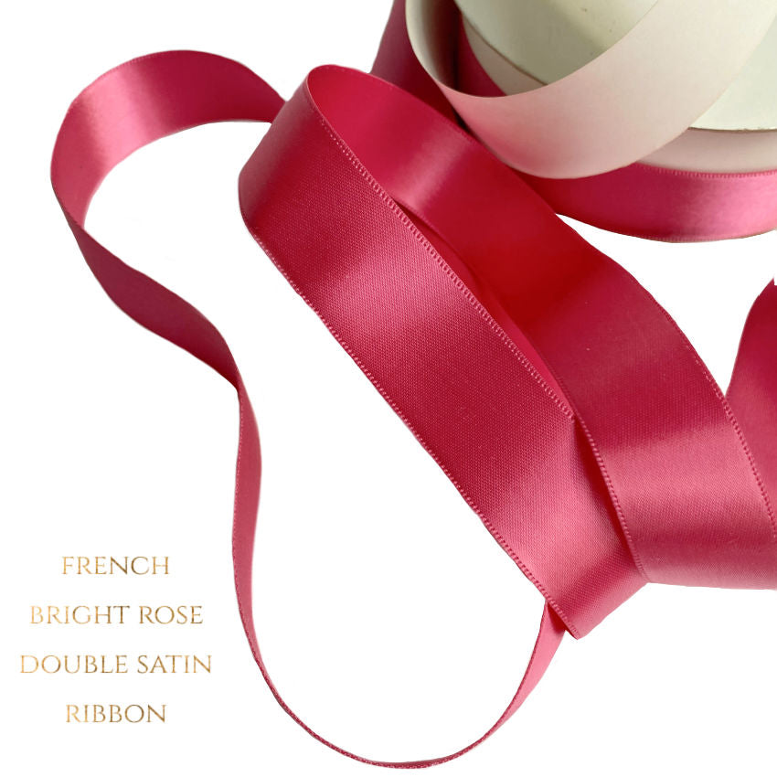 1930&#39;s Vintage French Double Faced Satin Ribbon 7/8&quot; Bright Rose