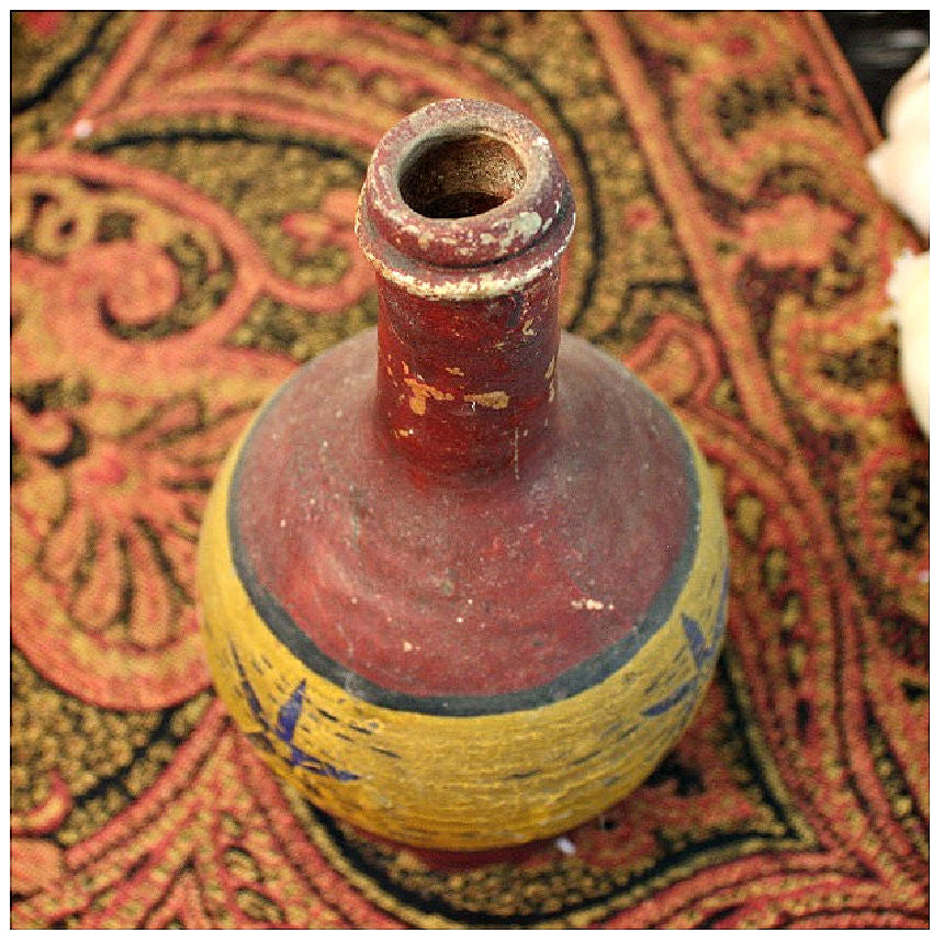 hand painted faience french wine bottle