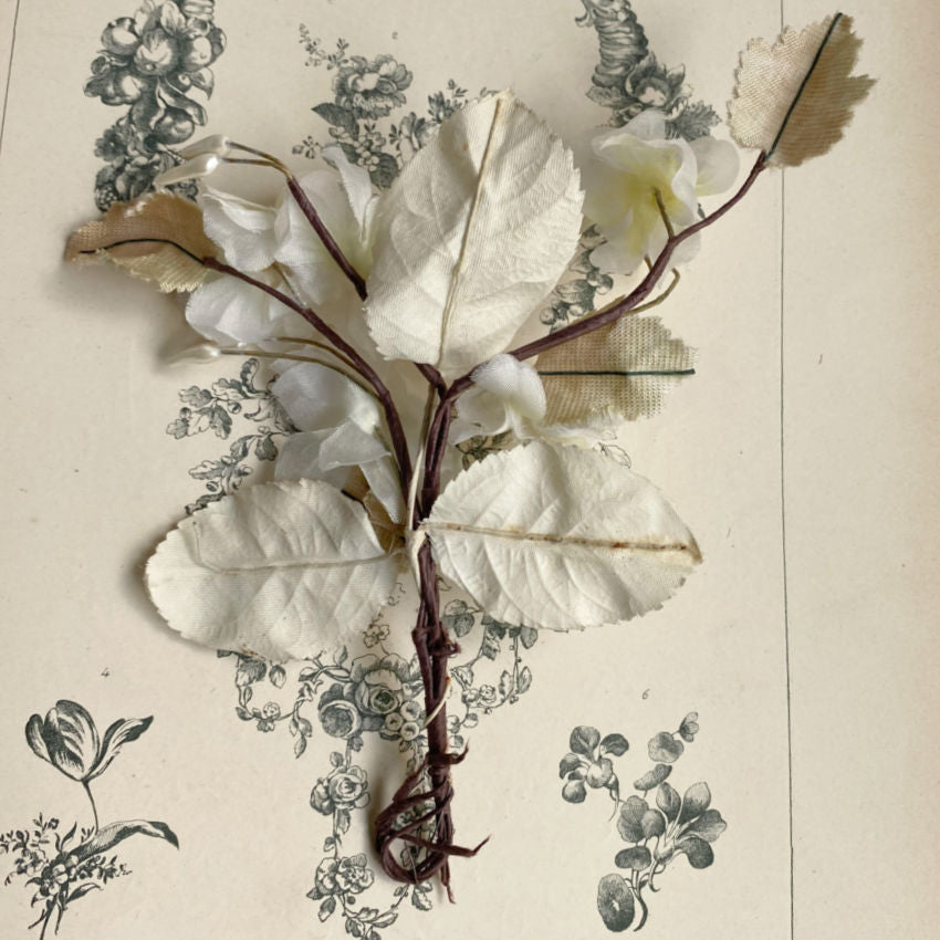 Antique silk and velvet floral millinery flowers