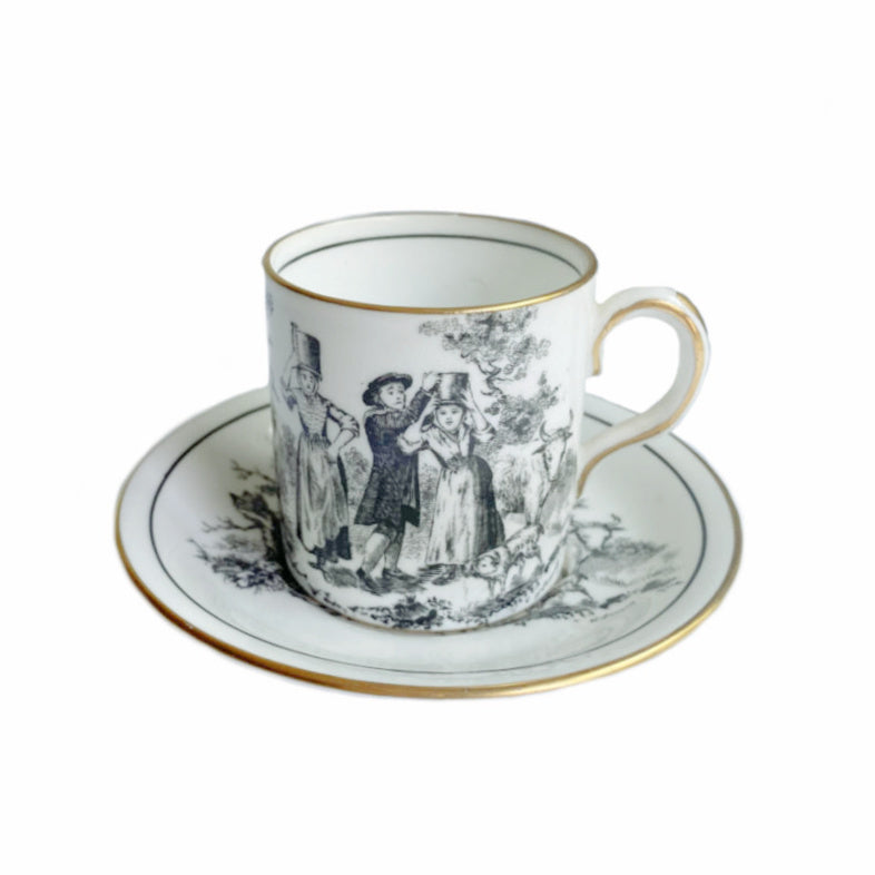 Black and White Demi Tasse Cup &amp; Saucer