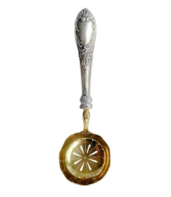 英国アンティーク　sugar sifter spoon Antique Continental Sterling Silver & Vermeil Sugar Sifter Spoon