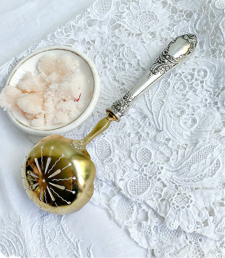 Antique Continental Sterling Silver & Vermeil Sugar Sifter Spoon