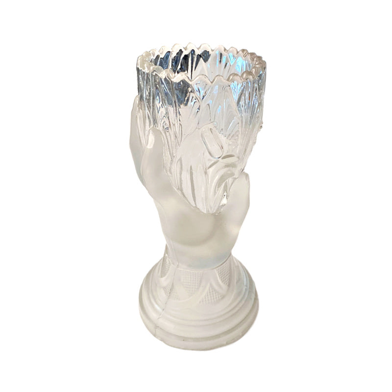 Antique Glass Hand Vase with Bulrush Design