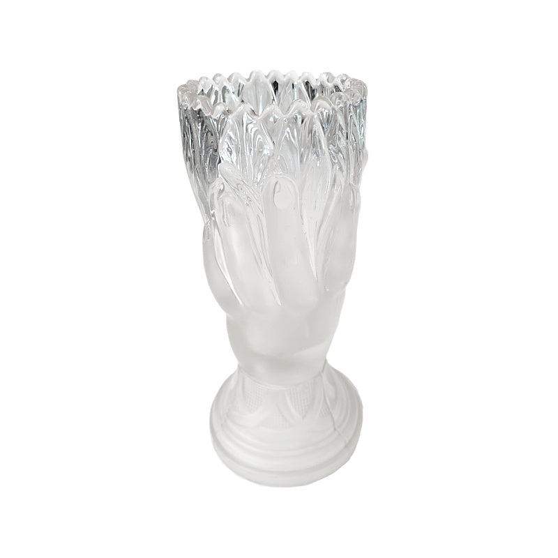 Antique Glass Hand Vase with Bulrush Design