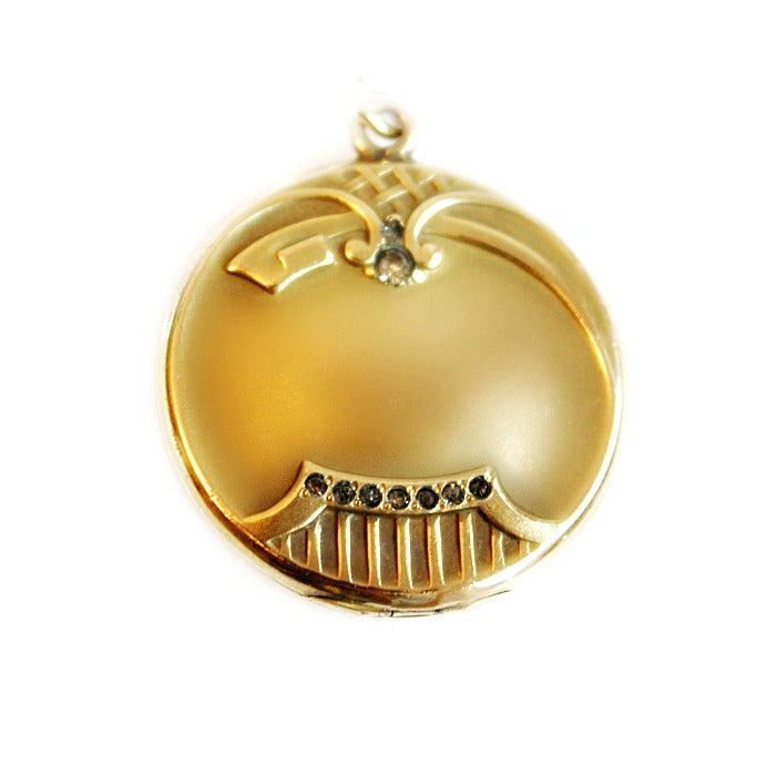 Antique Gold Fill Round Locket with Victorian Paste Stones