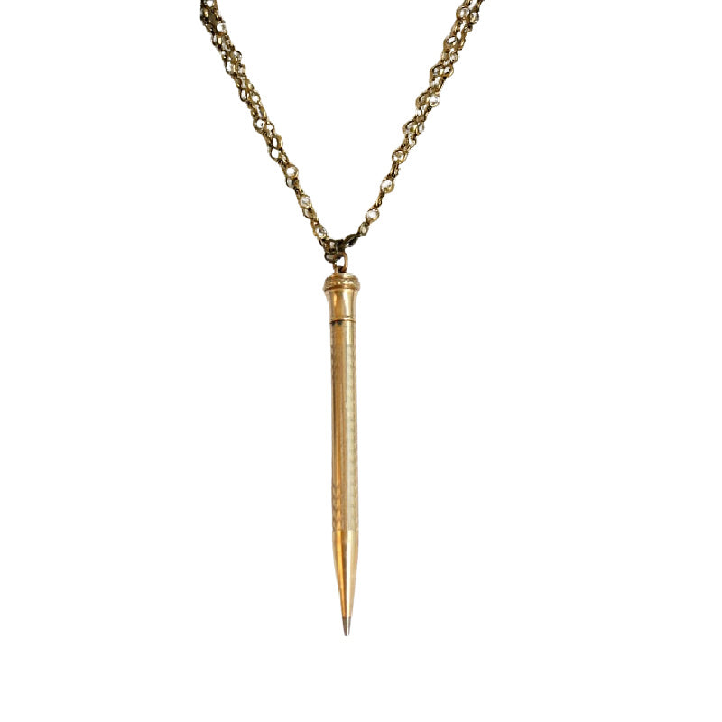 Antique Gold Filled Pencil Necklace