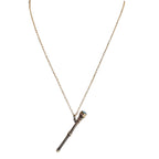 19th century gold necklace with gemstone end, pencil chatelaine pendant for modern layering.