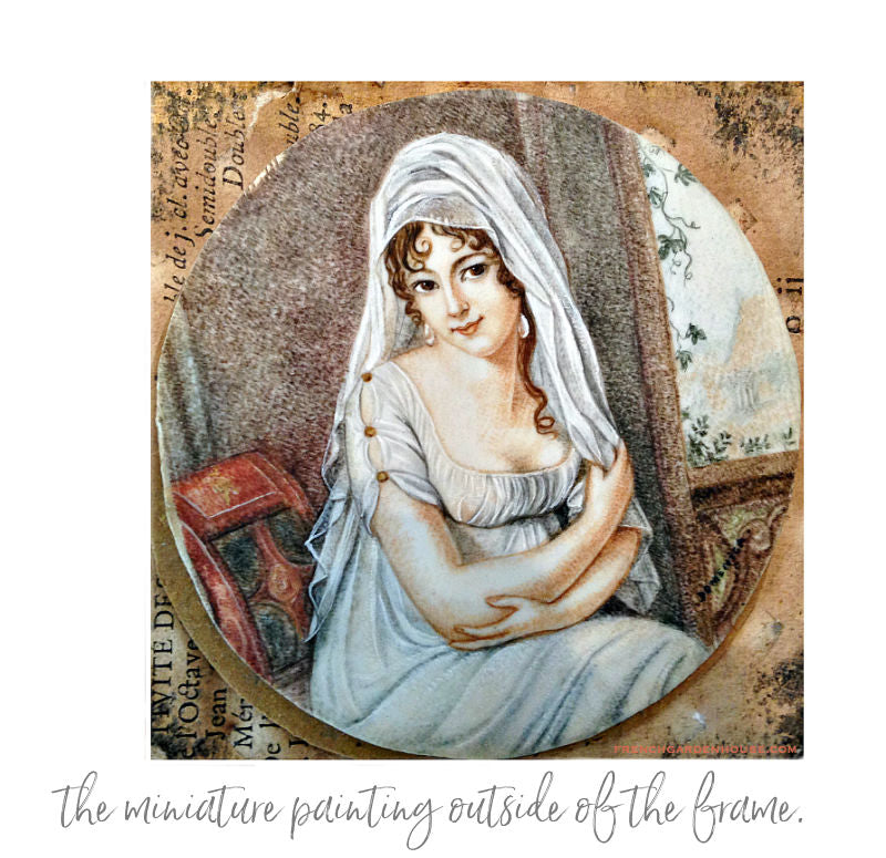 Antique French hand painted miniature of bride