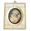 antique hand painted miniature portrait lady with pink jewels