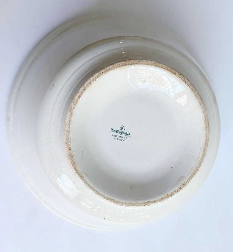 large vintage white ironstone serving bowl marked and signed