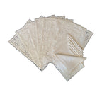 Beautiful Madeira linen table setting with intricate white hand embroidery