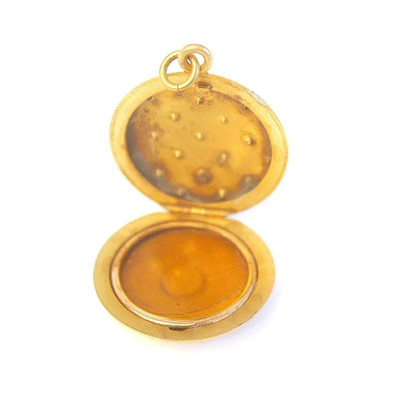 Antique Gold Locket Set with Paste Diamond Gems