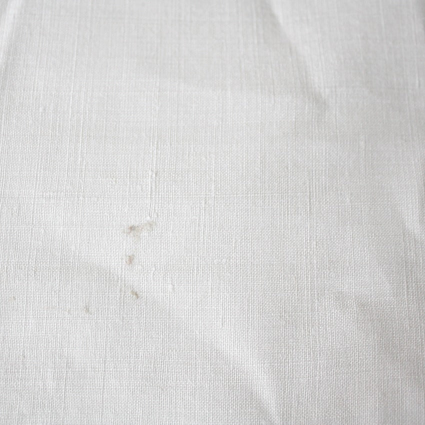 Rare Antique French White Métis Linen Sheet with Red Hand-Embroidered Monogram – 19th Century French Collector Linen