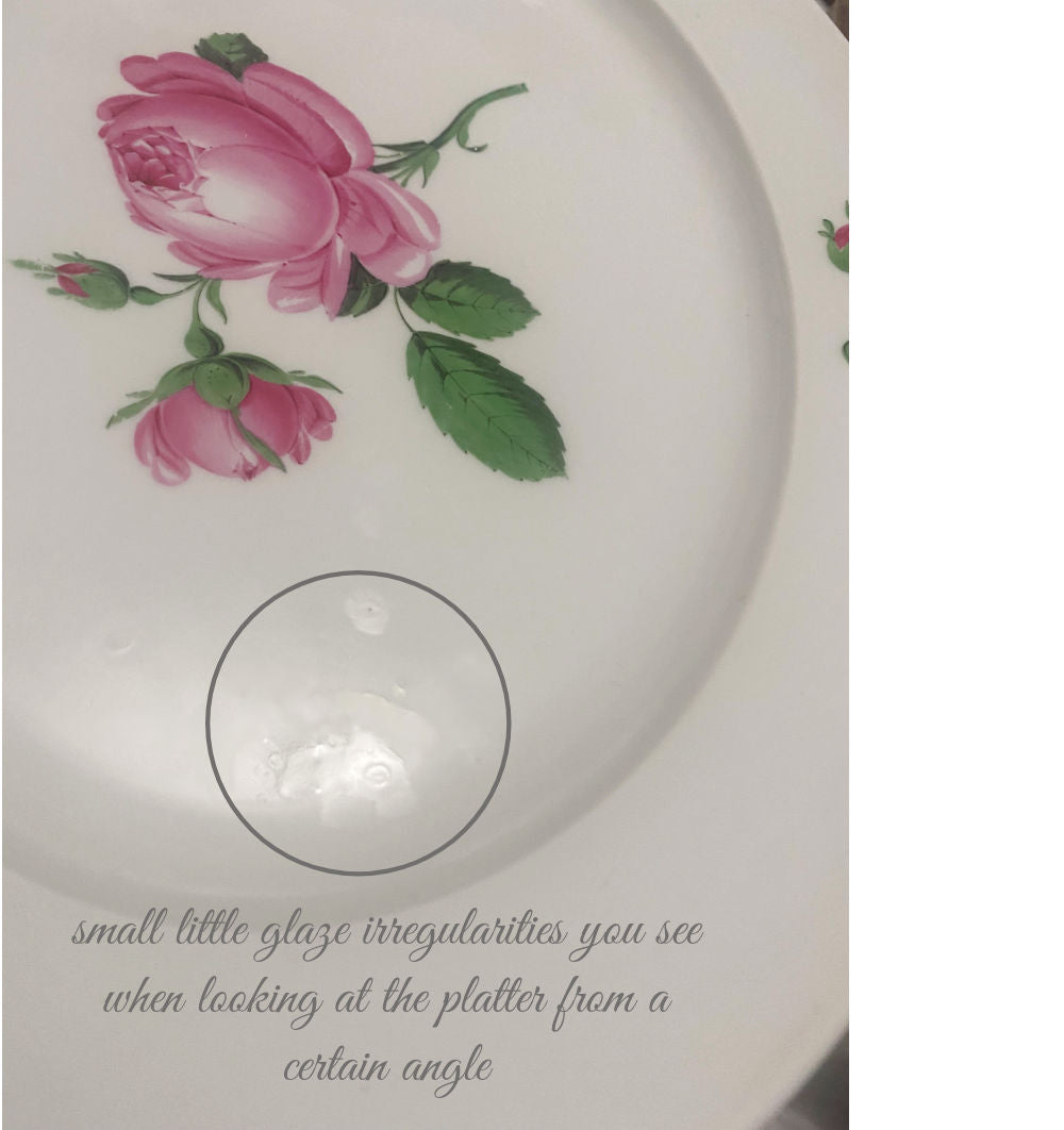 Antique Meissen Serving Dish in Hand-Painted Porcelain with Pink Roses 1st