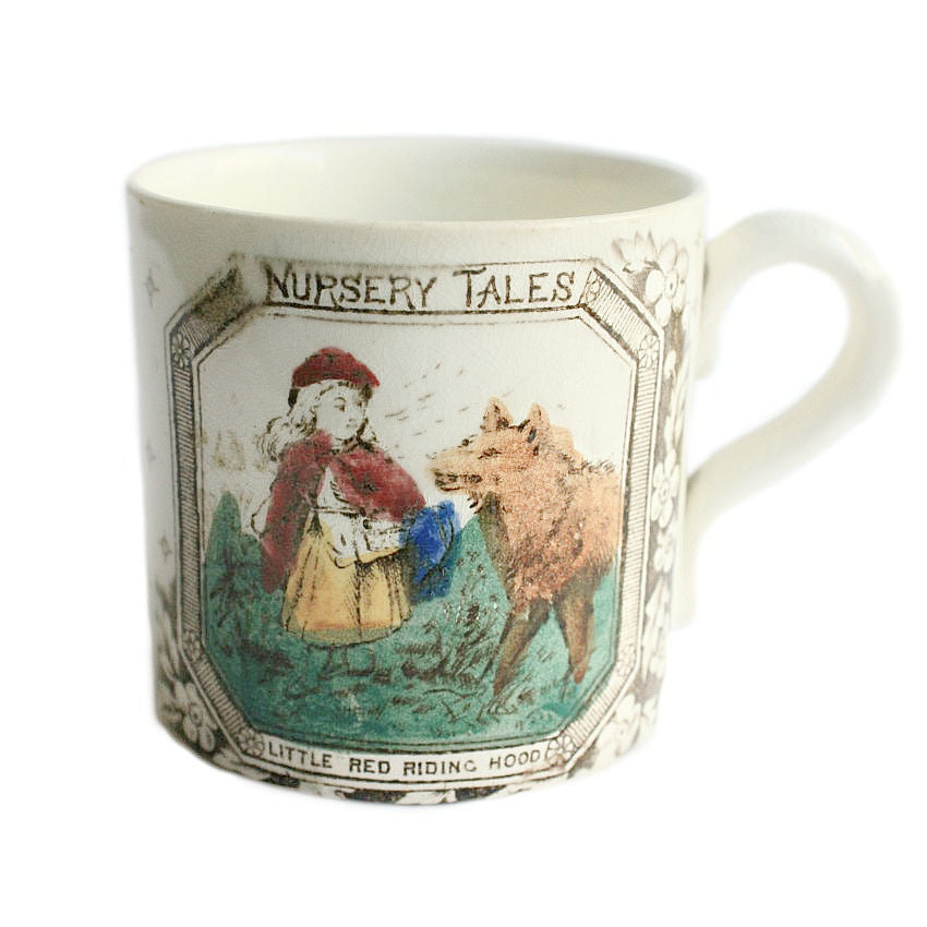 1880 Staffordshire Alphabet ABC Mug - Red Riding Hood