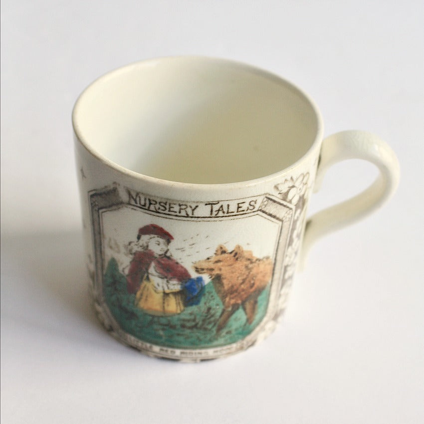 1880 Staffordshire Alphabet ABC Mug - Red Riding Hood