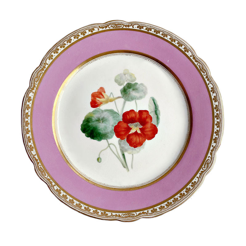 19th Century Vieux Paris Porcelain Pink Hand Painted Floral Plate