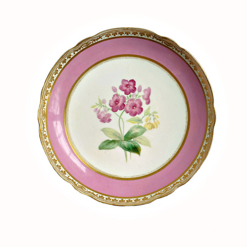 19th Century Old Paris Porcelain Pink Hand Painted Floral Cake Stand