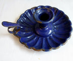 Antique French Blue Enamelware Candle Holder