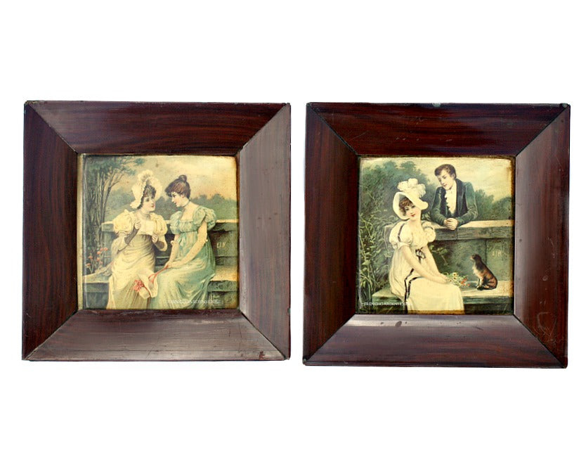 Rare Pair 19th Century of Framed Celluloid Lithograph Prints