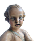 18th century Italian carved wood and polychromed figure of Baby Jesus, beautifully detailed devotional santos sculpture—rare sacred art with exquisite patina