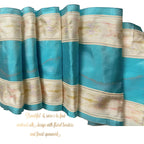Exceptional & Rare Antique French Watered Silk Ribbon Aqua 6-3/8" Wide