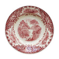 antique red and white transfer scenic plate