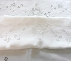 Antique White Hand Embroidered Linen Tablecloth Roses