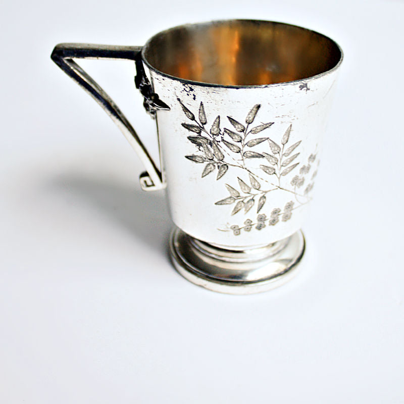 Antique Victorian Quadruple Silver Plate Child's Christening Cup 1874