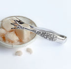 Antique Silver Plate Embossed Bell Flower Sugar Tongs