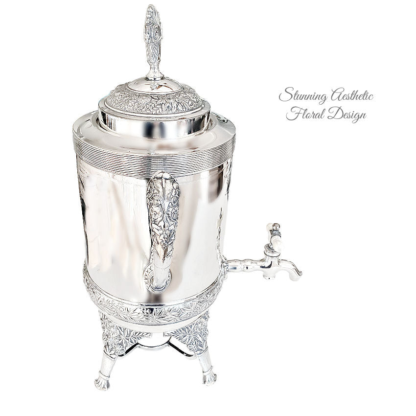 19th Century Aesthetic Design Silver Plated Tea Urn