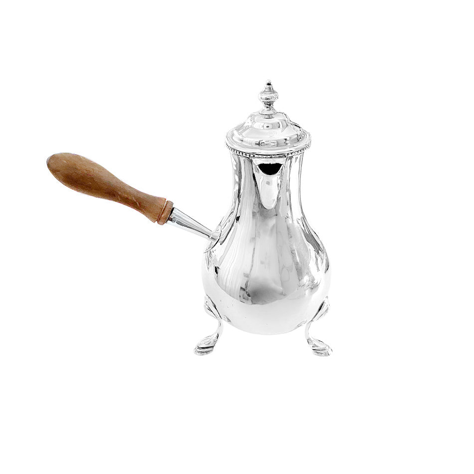 antique silver Chocolate Pot with wood handle