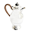 Antique English silver plate chocolate pot Hutton & Sons 1902 wicker handle reeded footed body hot chocolate server